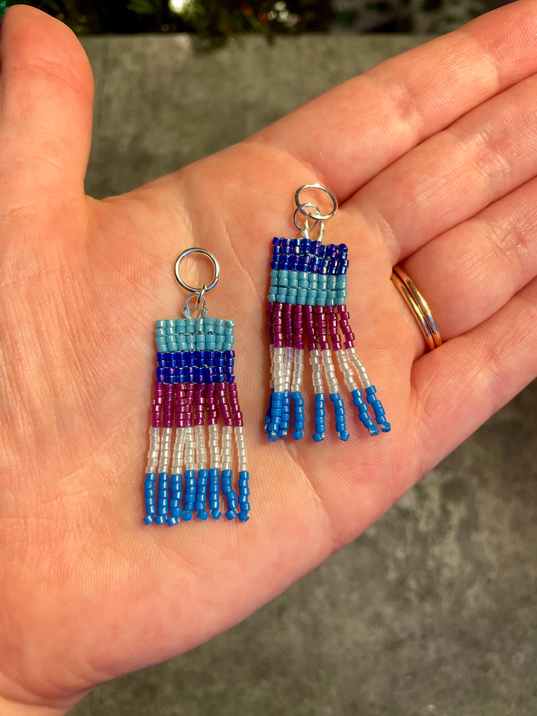 Purple, Blue, and White Fringe Charms