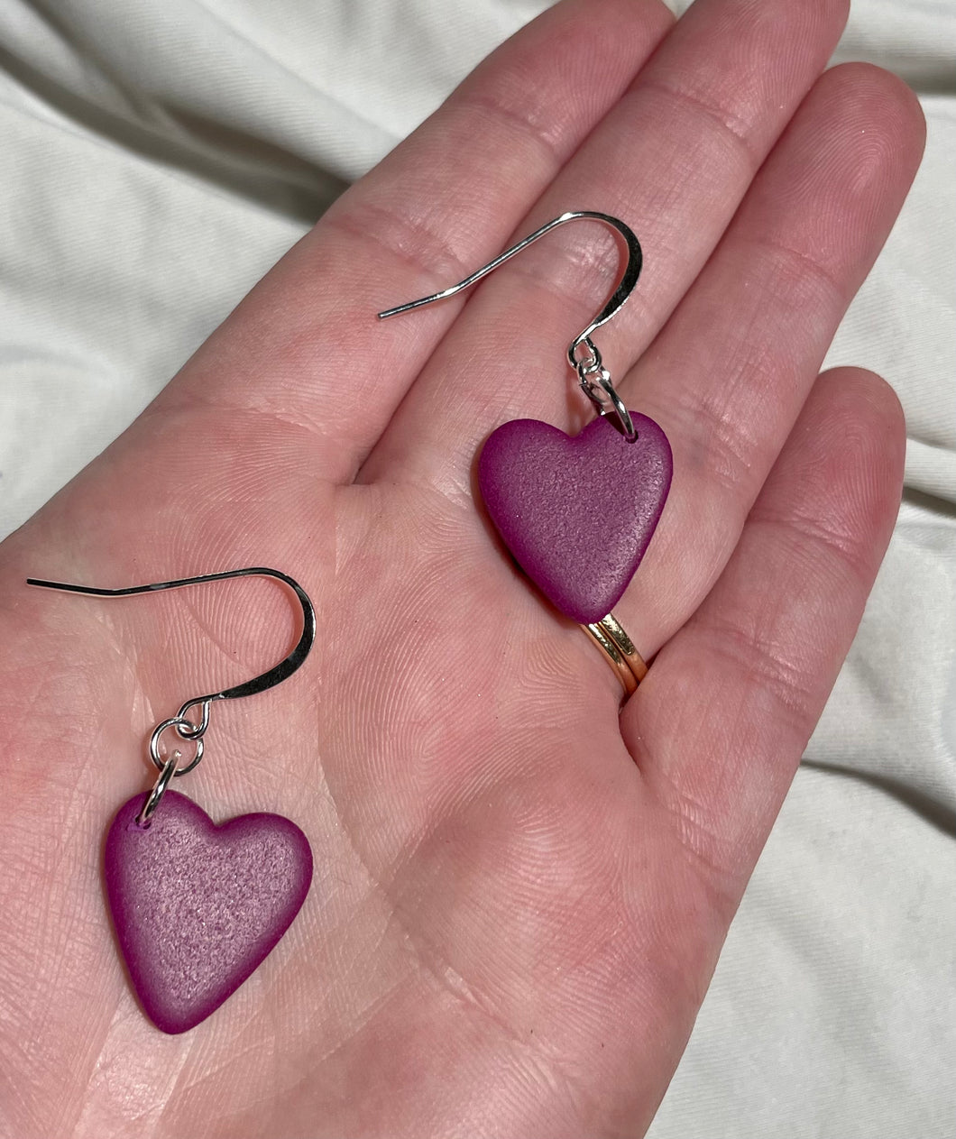 Magenta Lopsided Heart Earrings